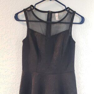 Xhilaration Black Mesh Skater Dress with Floral Embossing. Size Small
